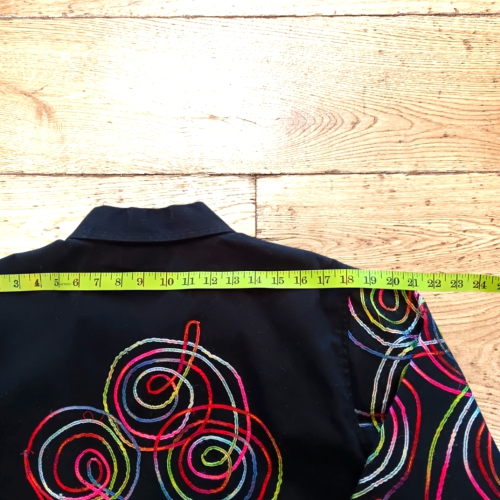 Passport Women's Jacket Spirial Embroidered Multicolor  Size XL Waist Length - Picture 11 of 11